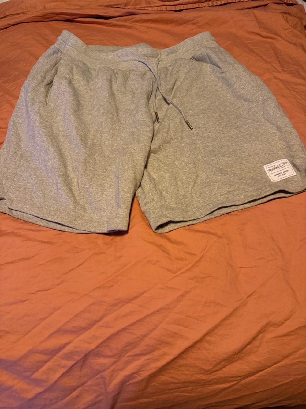 Mitchell & Ness Light Gray Heather Athletic Drawstring Shorts